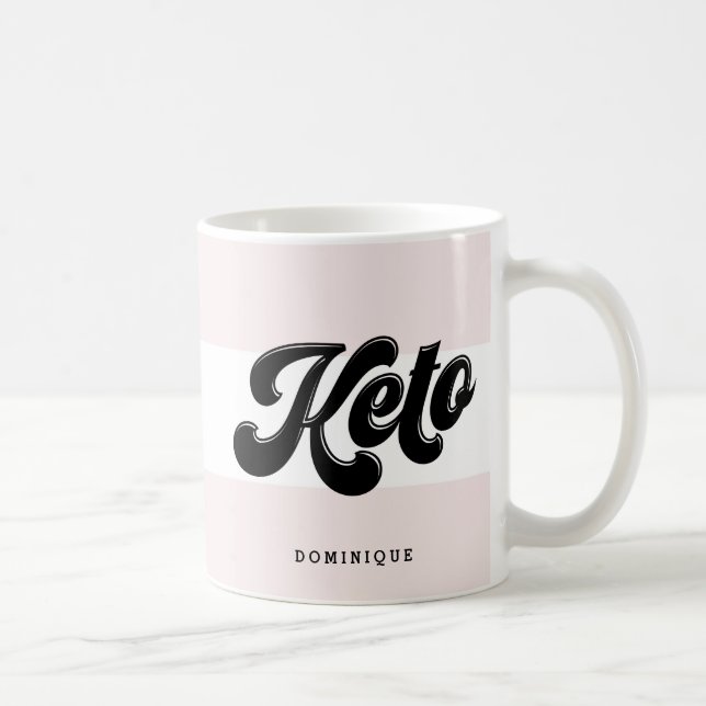 Mug Keto Black Retro Typographie de script rose (Droite)