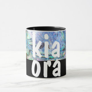 MUG KIA ORA NOUVELLE-ZÉLANDE PAUA NOIR MAORI NZ KIWI
