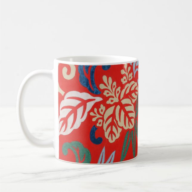 Mug Kimono japonais hawaïen rouge : Vintage floral (Gauche)