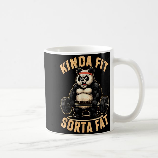 Mug Kinda Fit Sorta Fat - Funny Gym Panda Weightliftin (Droite)