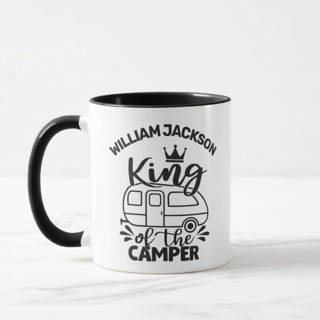 Mug King Of The Camper avec couronne, remorque, nom pe (Gauche)