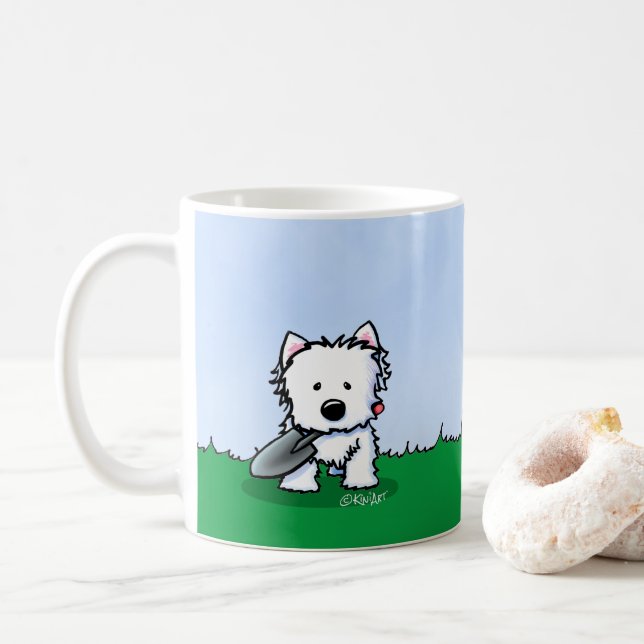 Mug KiniArt Westie Garden Helper Chien (Avec donut)