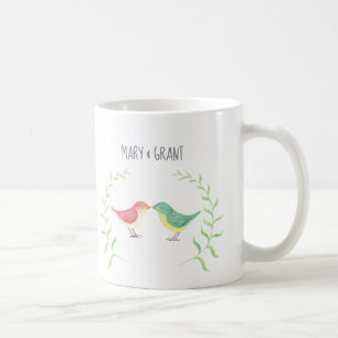 Mug Kissing Birds Cute Woodland Inséparable nom perso