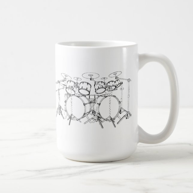 Mug Kit de tambour de 10 morceaux : Dessin noir et (Droite)