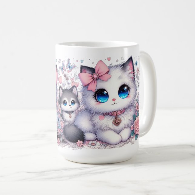 Mug Kitten Cuteness Overload : Chat et chien aux yeux  (Devant droit)