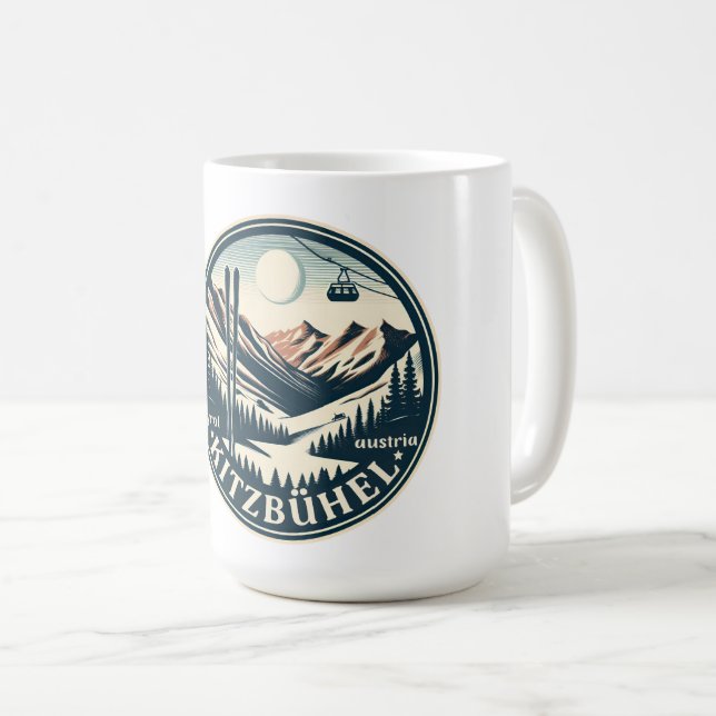 Mug Kitzbuhel Town Autriche cadeaux de station de ski (Devant droit)