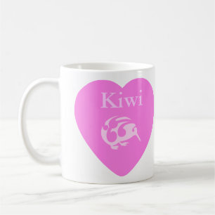 Mug Kiwi coupe de coeur rose