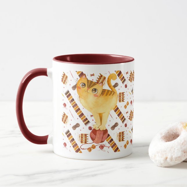 Mug Knit de chat mignon (Avec donut)