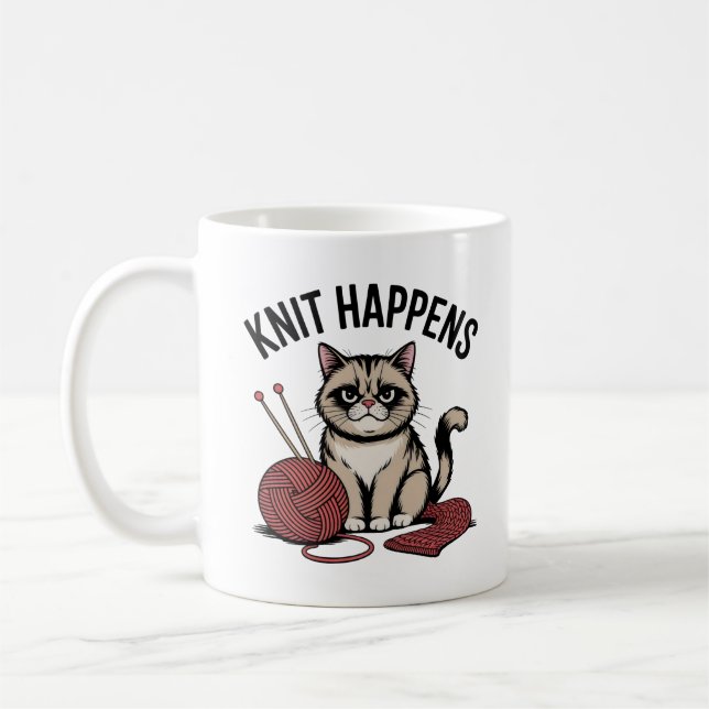 Mug Knit Happens – Funny Gift for Knitters & Yarn love (Gauche)