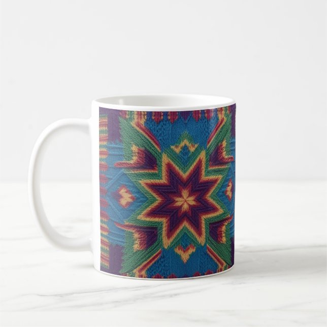 Mug Knitted Butterfly & Colorful Floral Mandala  (Gauche)