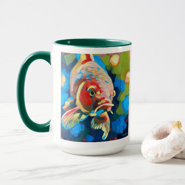 Mug Koi Fish Painting - Gift for Coy Fish Lovers (Avec donut)