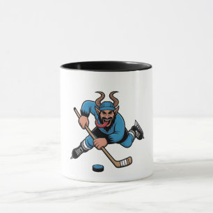 Mug Krampus effrayant jouant au hockey sur glace