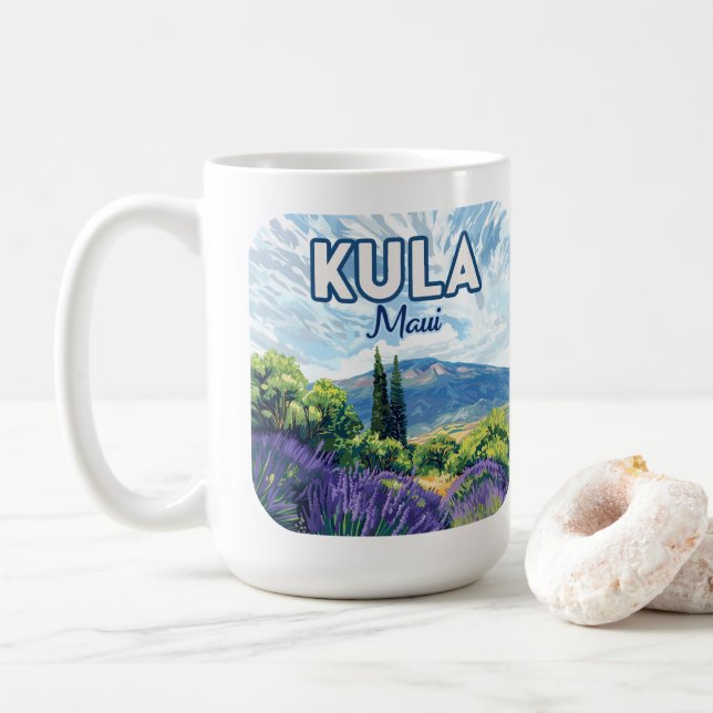 Mug Kula Maui Haleakala Hawaii Lavender Retro (Avec donut)