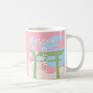 Mug Kyoto Japan Travel Art, Pastel Travel Art