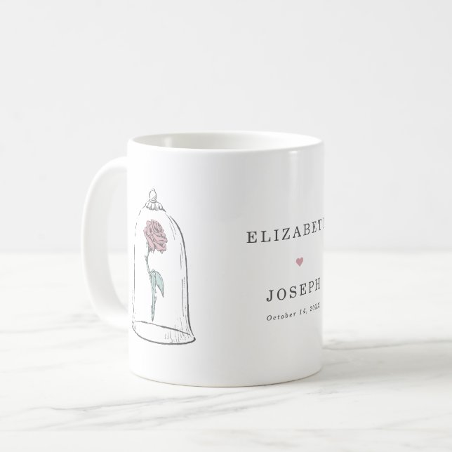 Mug La beauté et la bête | Mariage Rose enchanté (Devant gauche)