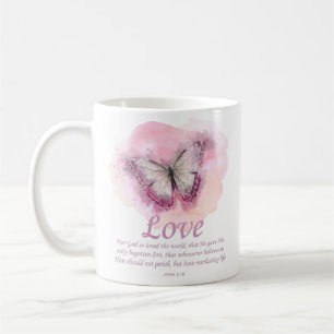 Mug La Bible chrétienne des femmes Verse Papillon :Amo