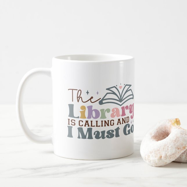 Mug La bibliothèque appelle et je dois y aller (Avec donut)