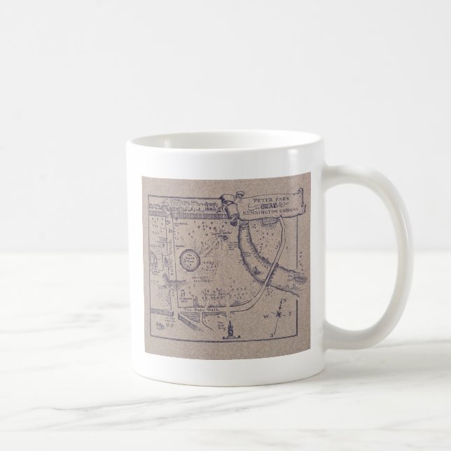 Mug La carte de Peter Pan des jardins de Kensington (Droite)