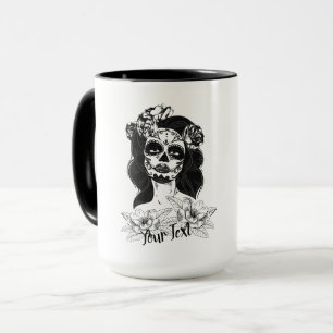 Mug "La Catrina" Poupée avec tatouage aux fleurs - per
