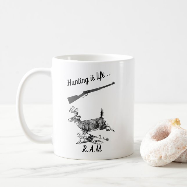 Mug La chasse personnalisée, c'est la vie (Avec donut)