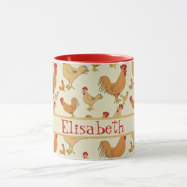 Mug La conception Brown de poulet personnalisent (Centre)