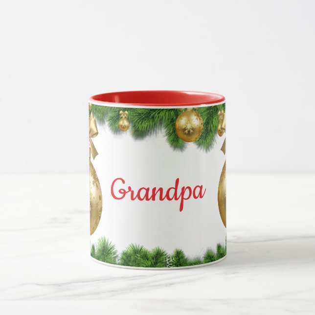 Mug La coupe de Noël de grand-père, intérieur rouge, (Centre)