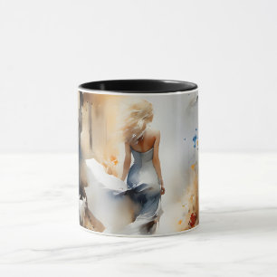 Mug La Dame À Travers Une Forêt