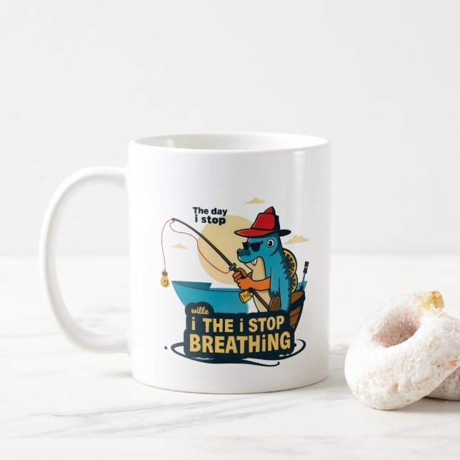 Mug La détermination d'un pêcheur (Avec donut)