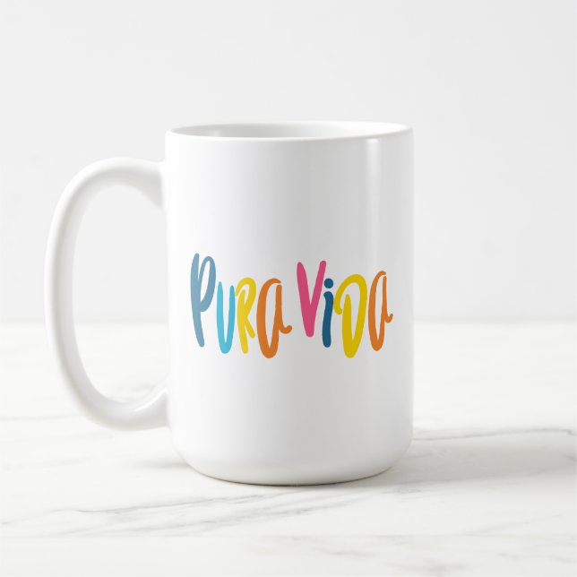 Mug La devise coloriée de Pura Vida Costa Rica (Gauche)