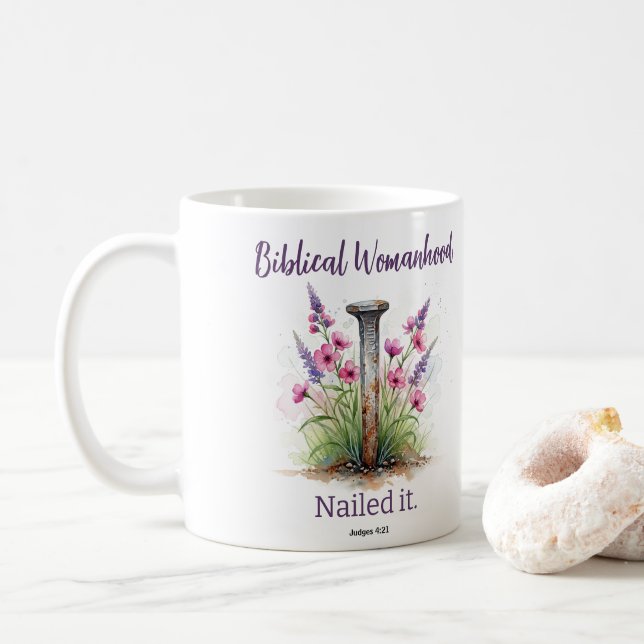 Mug La Femme Biblique Jael Écriture Inspirante (Avec donut)