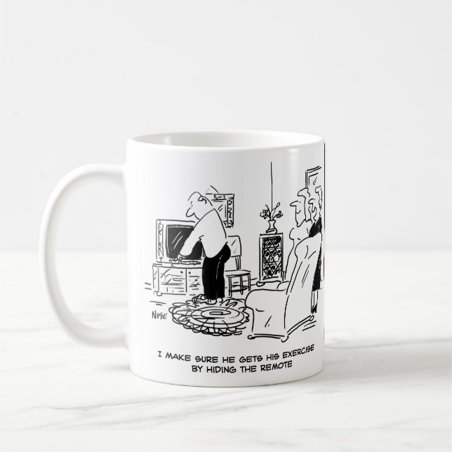 Mug La femme masque la télécommande de la télévision (Gauche)