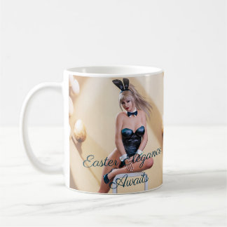 Mug La fille lapin de Pâques assise sur un cube rond