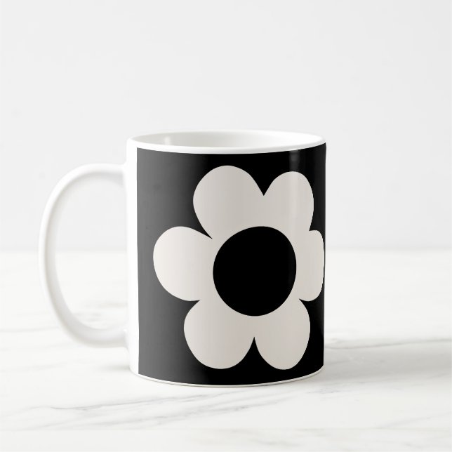 Mug La Fleur 06 Florale Rétro Fleur Noir Et Blanc (Gauche)