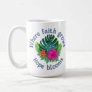 Mug La foi chrétienne grandit Fleur tropicale L'espéra