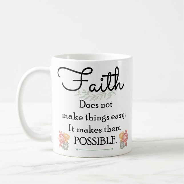 Mug La foi ne rend pas des choses bible facile et (Gauche)