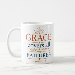 Mug La Grâce Couvre Tous Mes Échecs Typographie Chréti
