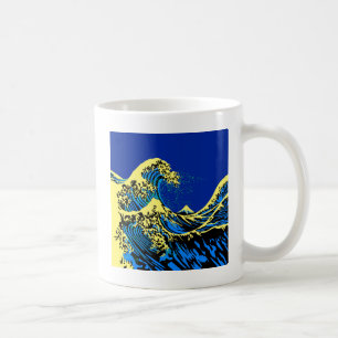 Mug La Grande vague Hokusai dans le style Art Pop Bleu