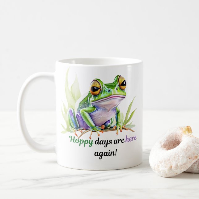 Mug La grenouille aquarelle avec les jours Hoppy est d (Avec donut)