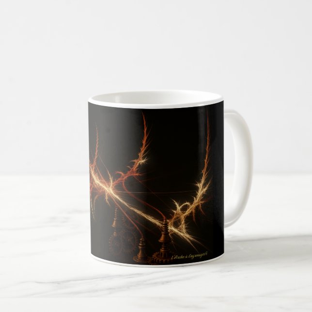 Mug La Harpe Fulgurante – Artefact Steampunk Lumineux (Devant droit)
