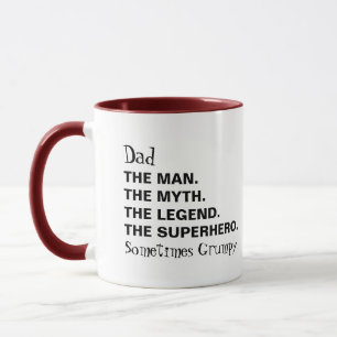 Mug La légende du mythe Papa Man Parfois La typograph