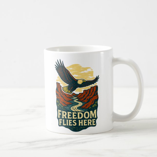 Mug La Liberté vole ici Rétro Eagle (Droite)