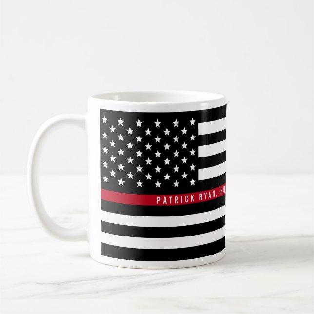 Mug La ligne rouge mince drapeau de sapeur-pompier (Gauche)
