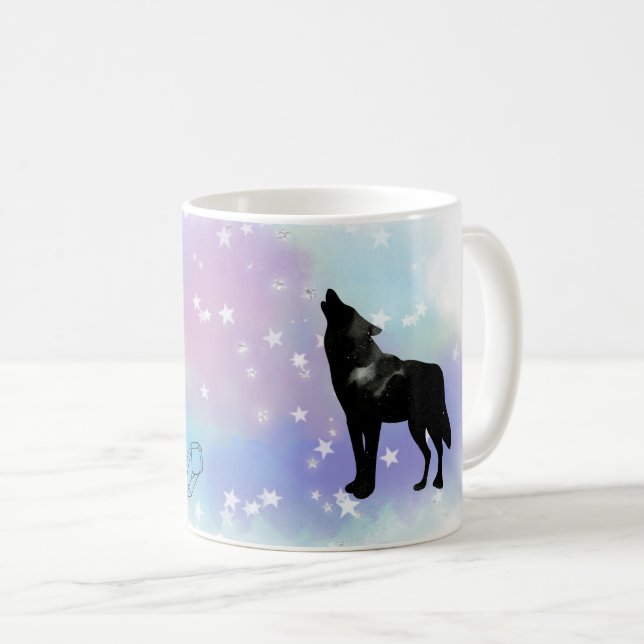 Mug *~* La Lune cosmique arc-en-ciel qui hurle les cri (Devant droit)