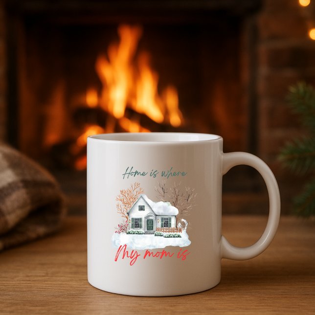 Mug La Maison Où Ma Mère Est | Aquarelle d'hiver (Créateur téléchargé)