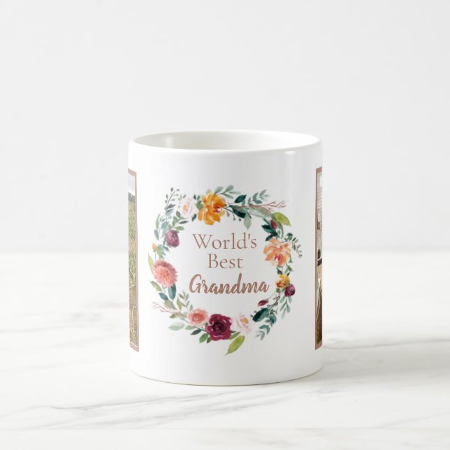 MUG LA MEILLEURE GRAND-MAMAN DES MONDES AVEC 2 PHOTOS (Centre)