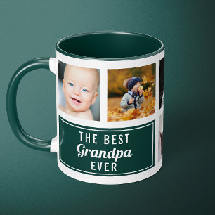 Mug La meilleure photo de collage vert de grand-père