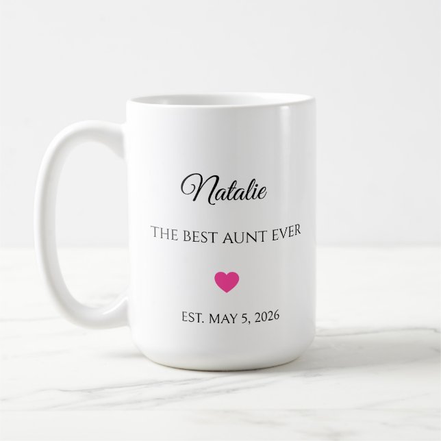 Mug La Meilleure Tante Personnalisée Nom et Date (Gauche)