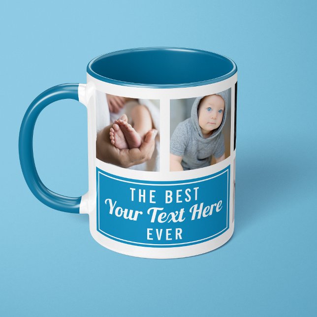 Mug La Meilleure Votre Texte Ici Jamais Bleu Photo Per (Créateur téléchargé)