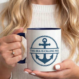 Mug La mer m'appelle Ancre marine bleu marine