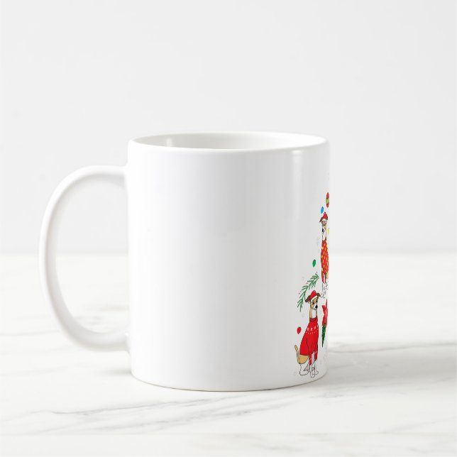 Mug La mère d'un chien d'ornement de Noël italien Grey (Gauche)